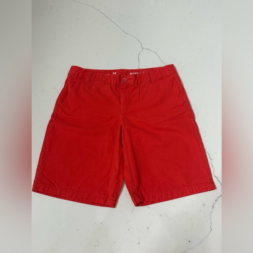 boyfriend Rolls-Up Khakis by GAP Red Skorts with Classic Flat Front Design